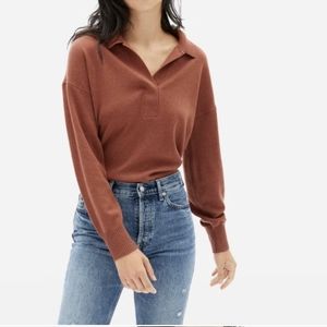 Everlane Cashmere Polo Sweater in Cinnamon